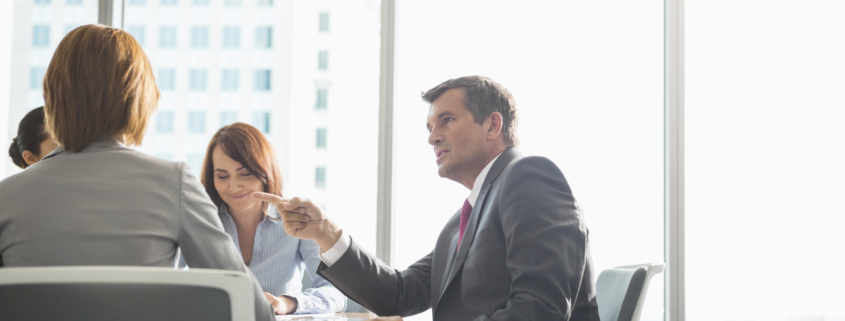 Business person at a conference table